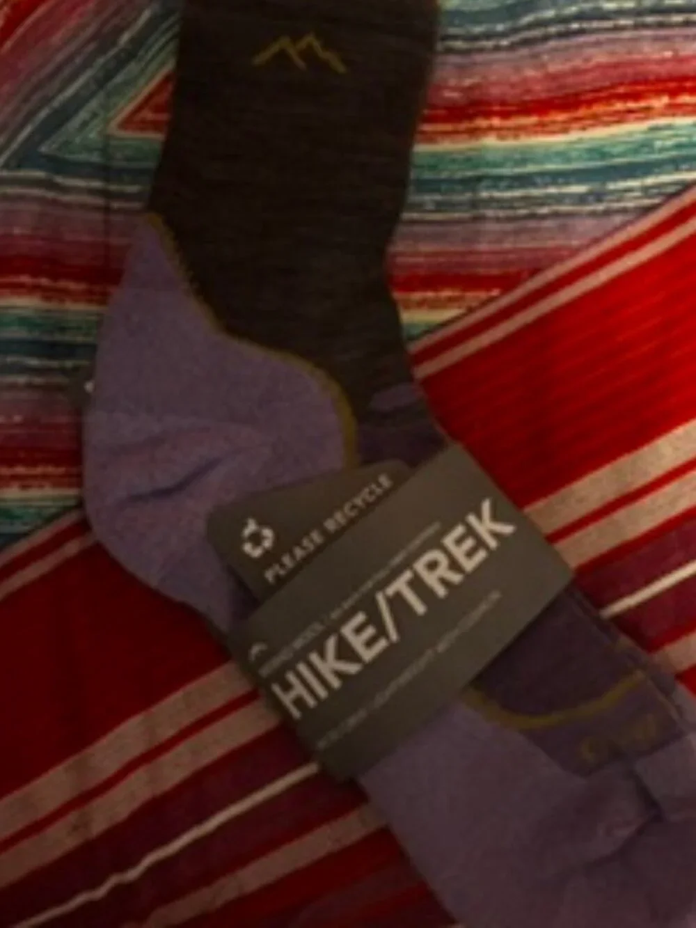 Lavender cuff, Brown and Yellow trim Darn Tough Micro Crew Socks, Women's Med.